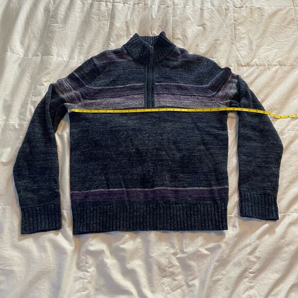 Banana Republic Sweater Medium Gray Purple 1/4 Zip Extra Fine Merino Wool - Picture 3 of 16